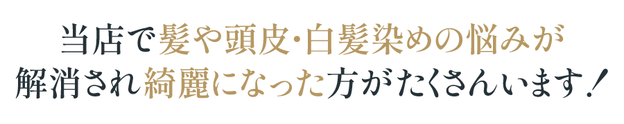 当店で髪や頭皮・白髪染めの悩みが解消され綺麗になった方がたくさんいます!